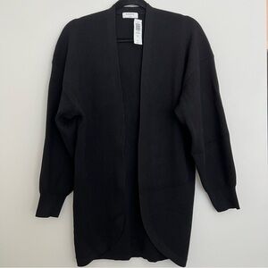 Babaton Decision Cardigan Black Ribbed Open Cardigan